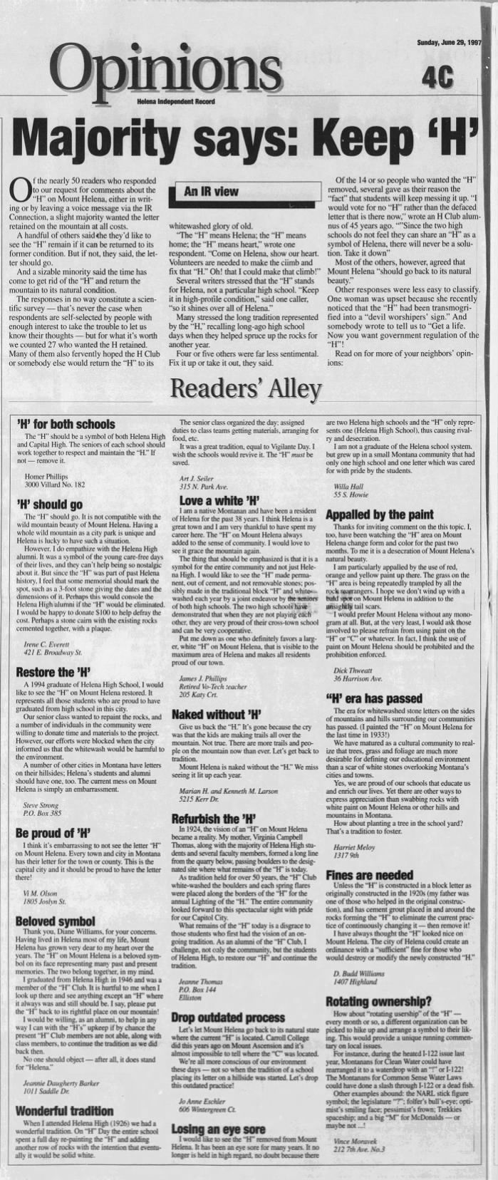 A 1997 Independent Record newspaper clipping.